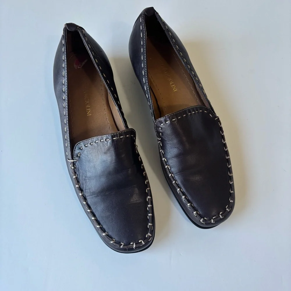 SH3 Enzo Angiolini Brown Genuine Leather Upper Women Loafer 6.5M Casual Academia